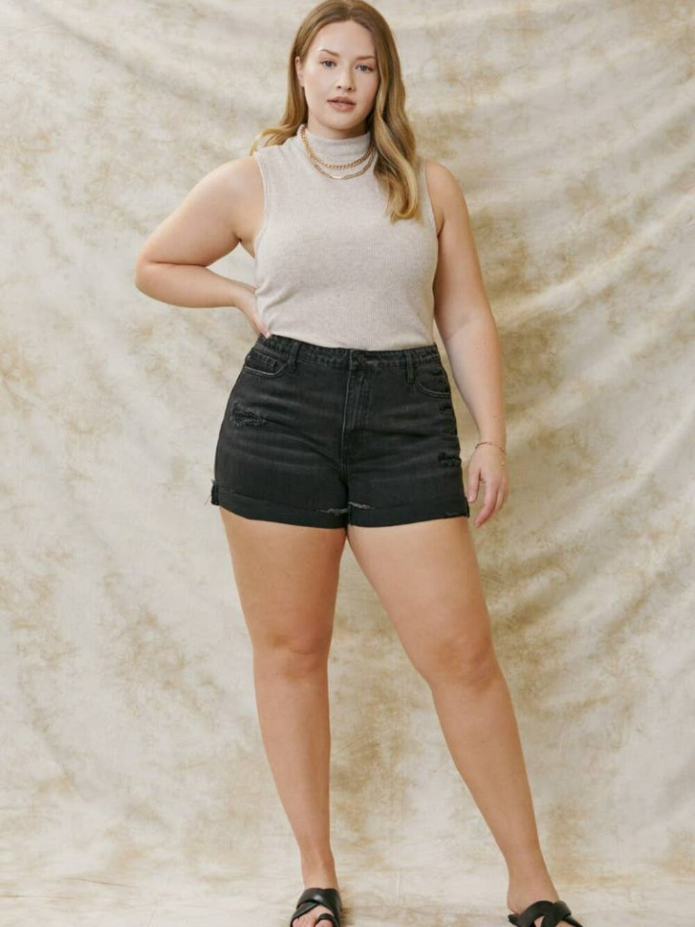 Plus Size Black Distressed Jeans